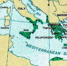 Map of Greek colonies in Italy 6th c BC