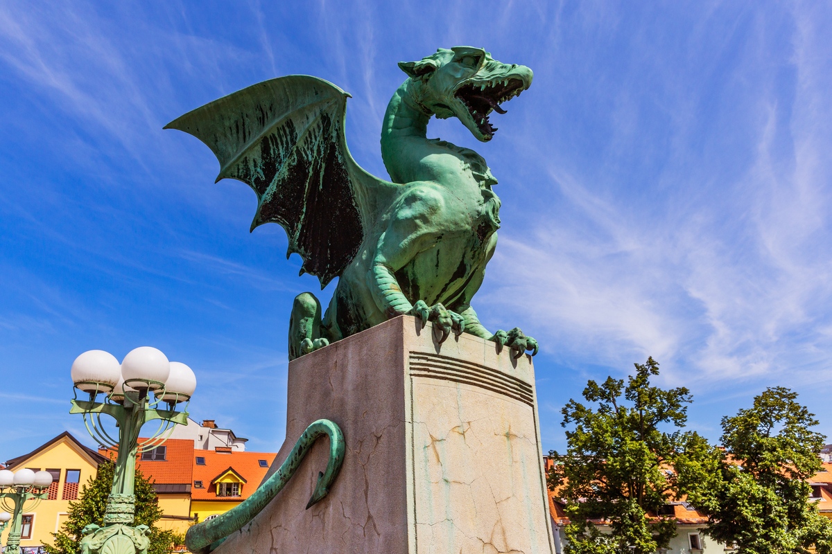 Statue of dragon in Ljubljana, Slovenia