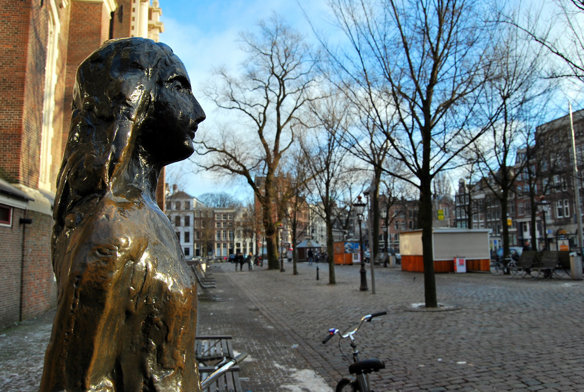Statue of Anne Frank in Amsterdam. 