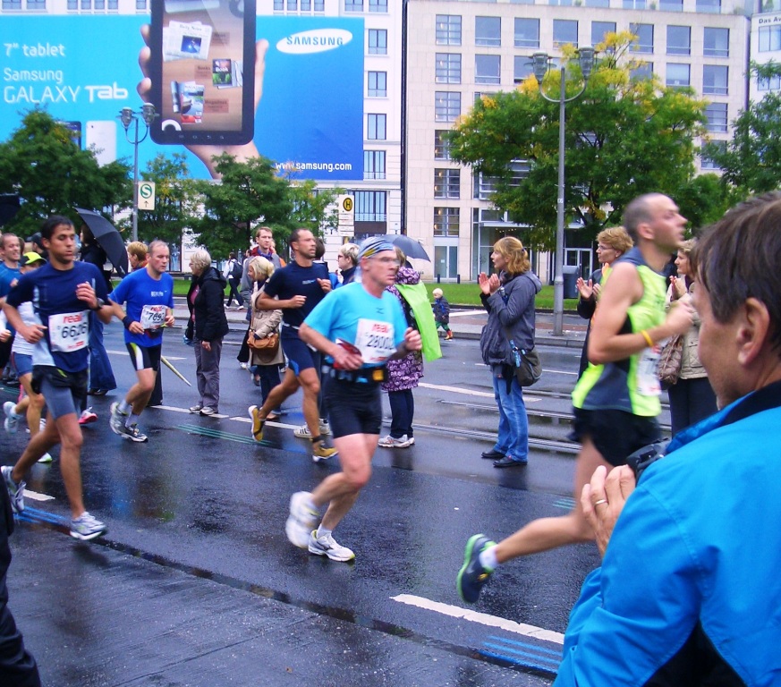 Runners in the Rain at the Berlin Marathon, Berlin Germany